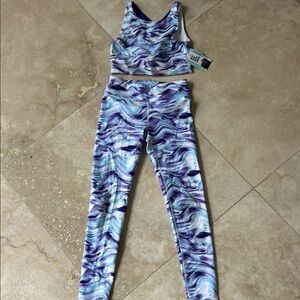 DSG Kids Matching Set - Purple and Blue Swirl. Leggings and Sports Bra-